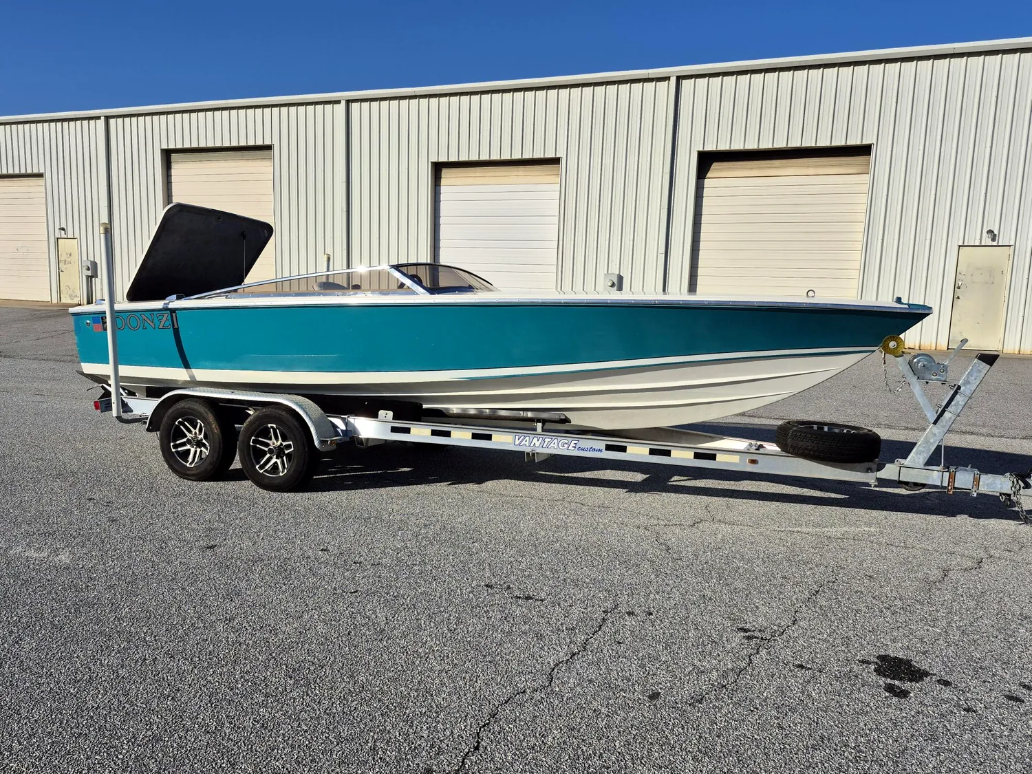 1989 Donzi 22 on its trailer